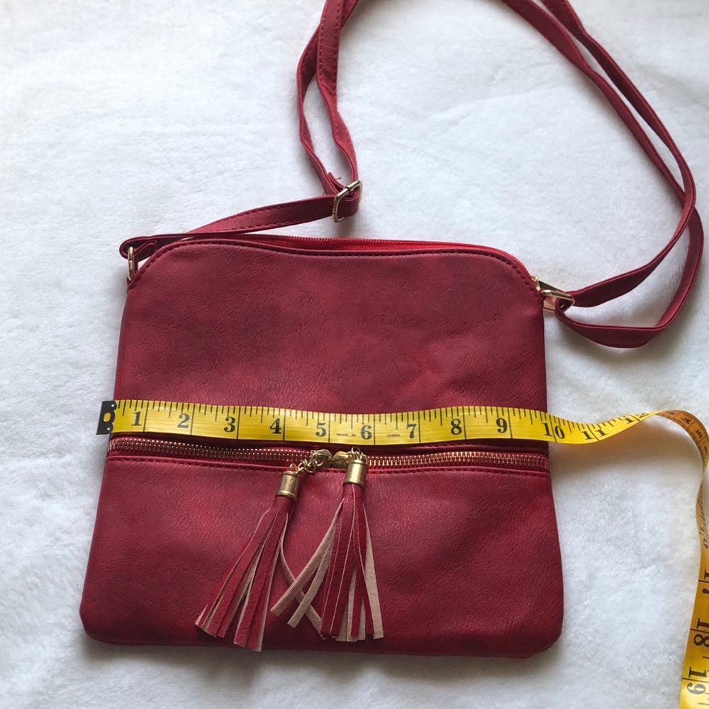 NWT Red Crossbody Purse with zipper tassels - Picture 7 of 8